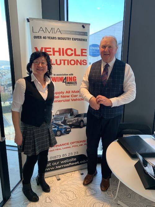 The owner of Lamia Fleet at a presentation.